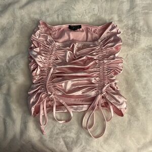 Dolls Kill Pink Satin Ruched Skirt